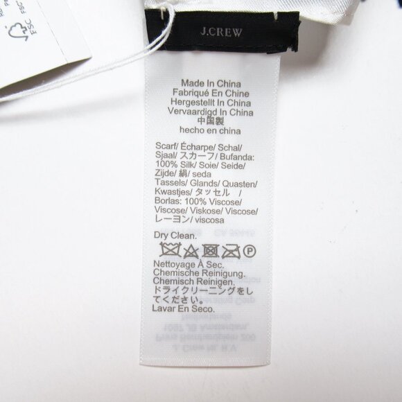 J. Crew 30โ Silk Scarf With Tassels Black & White - Picture 5 of 8